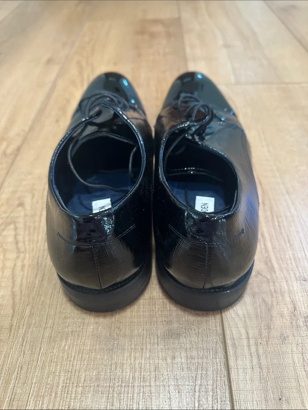Steve Madden Glossy Black Patent Lace-Up Derby Shoes